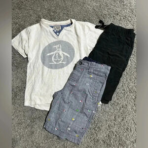 Boys Size 7 Lot 1 White Penguin Shirt, Tommy Hilfiger & Jumping Bean Shorts 7x